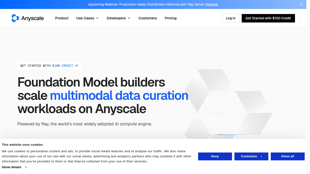 Partial screenshot of www.anyscale.com