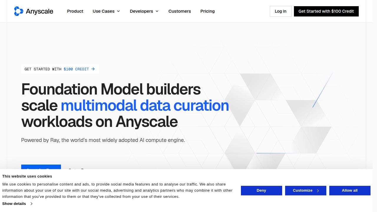 Partial screenshot of www.anyscale.com