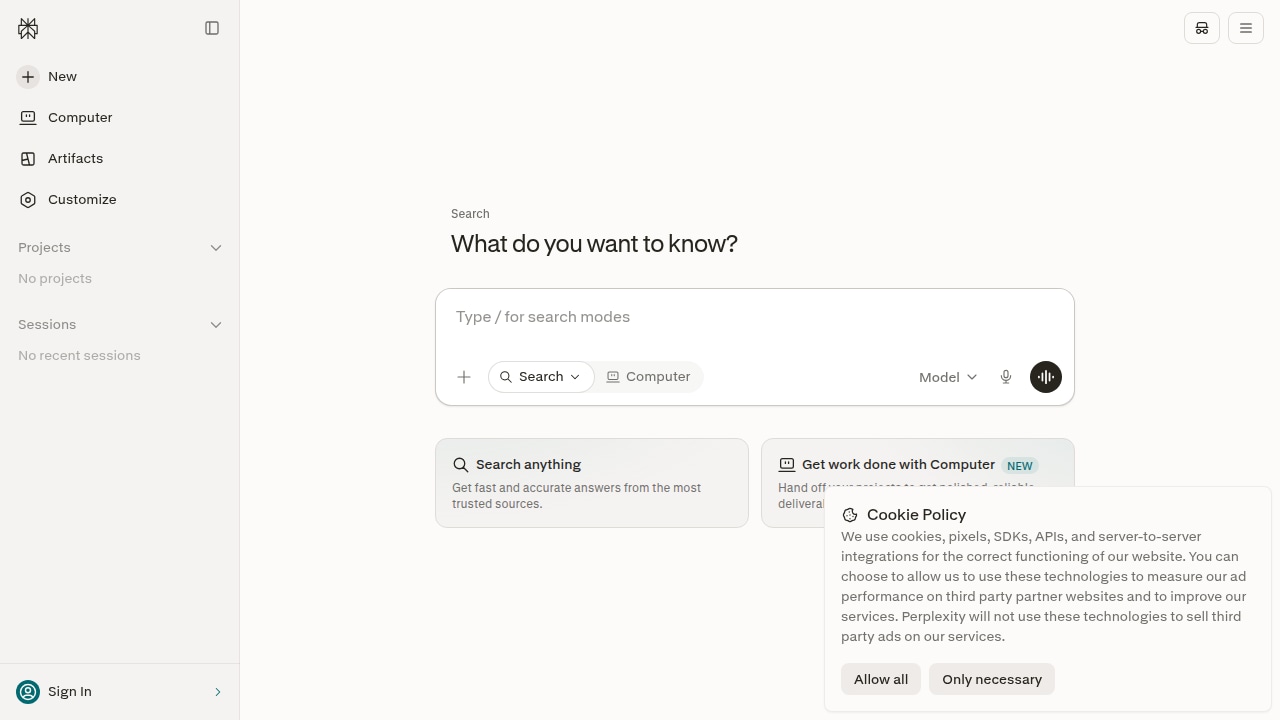 Partial screenshot of www.perplexity.ai